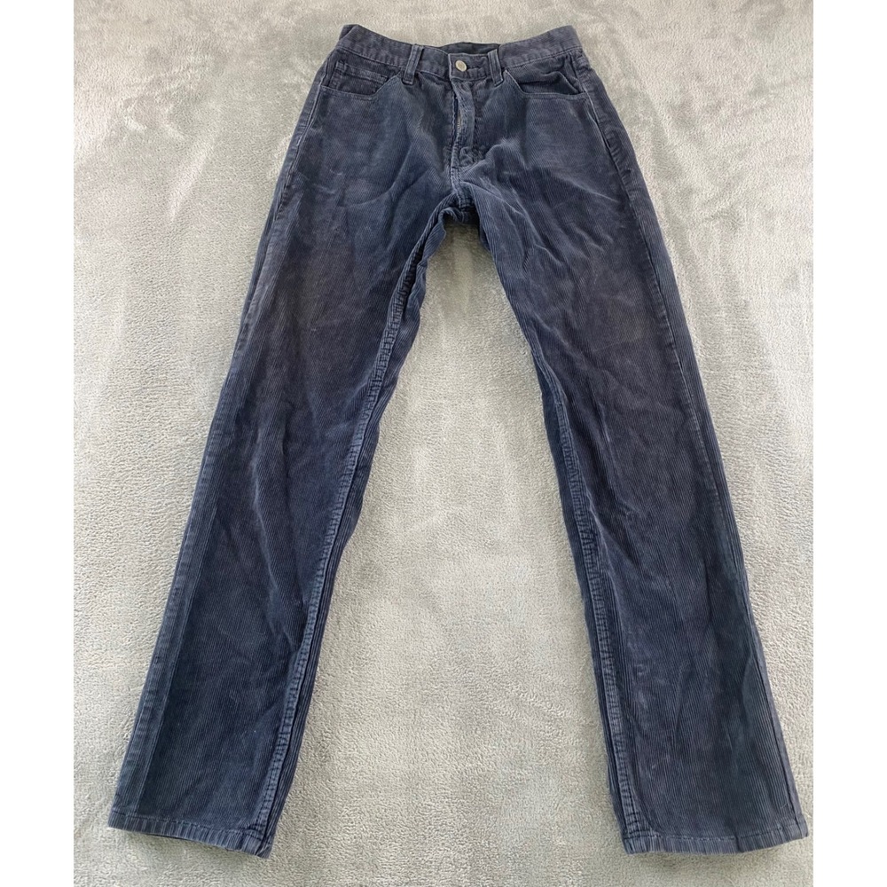 J Galt Women Dark Blue Grey Corduroy Straight Leg Pants High Rise Size‎ S RR082